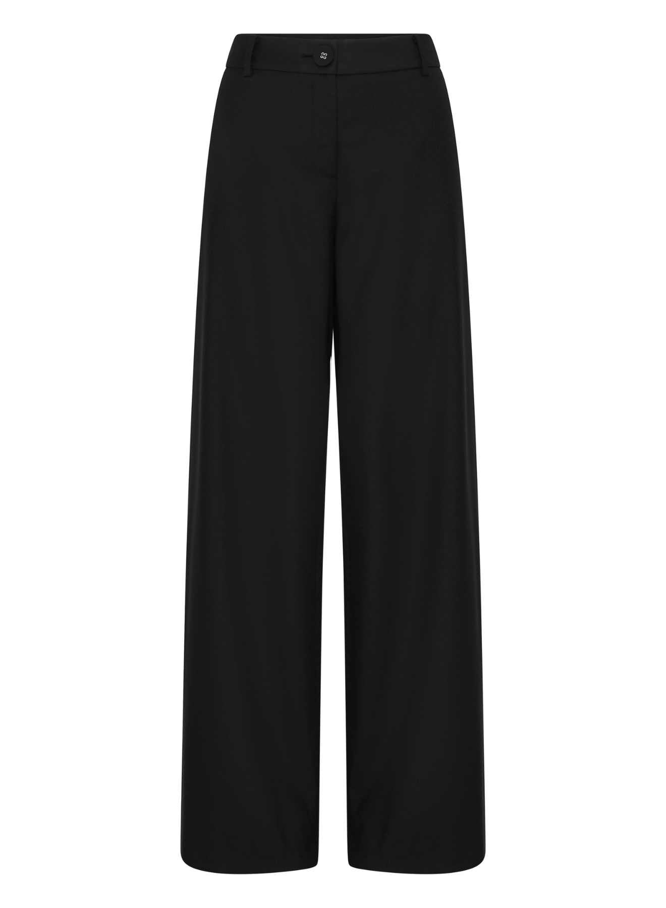 ANNA QUAN's wardrobe staple Wide Leg Tailored Pants, feature a classic button, zip fastening and belt loops. Designed to sit on the waist and the leg hem skimming the floor. Tailored pants, work pants, everyday pants, black work pants, tailored wool pants.