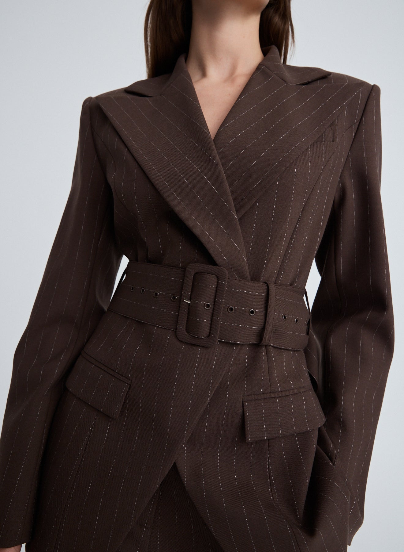 COLIN BLAZER (BROWN CHALK STRIPE)