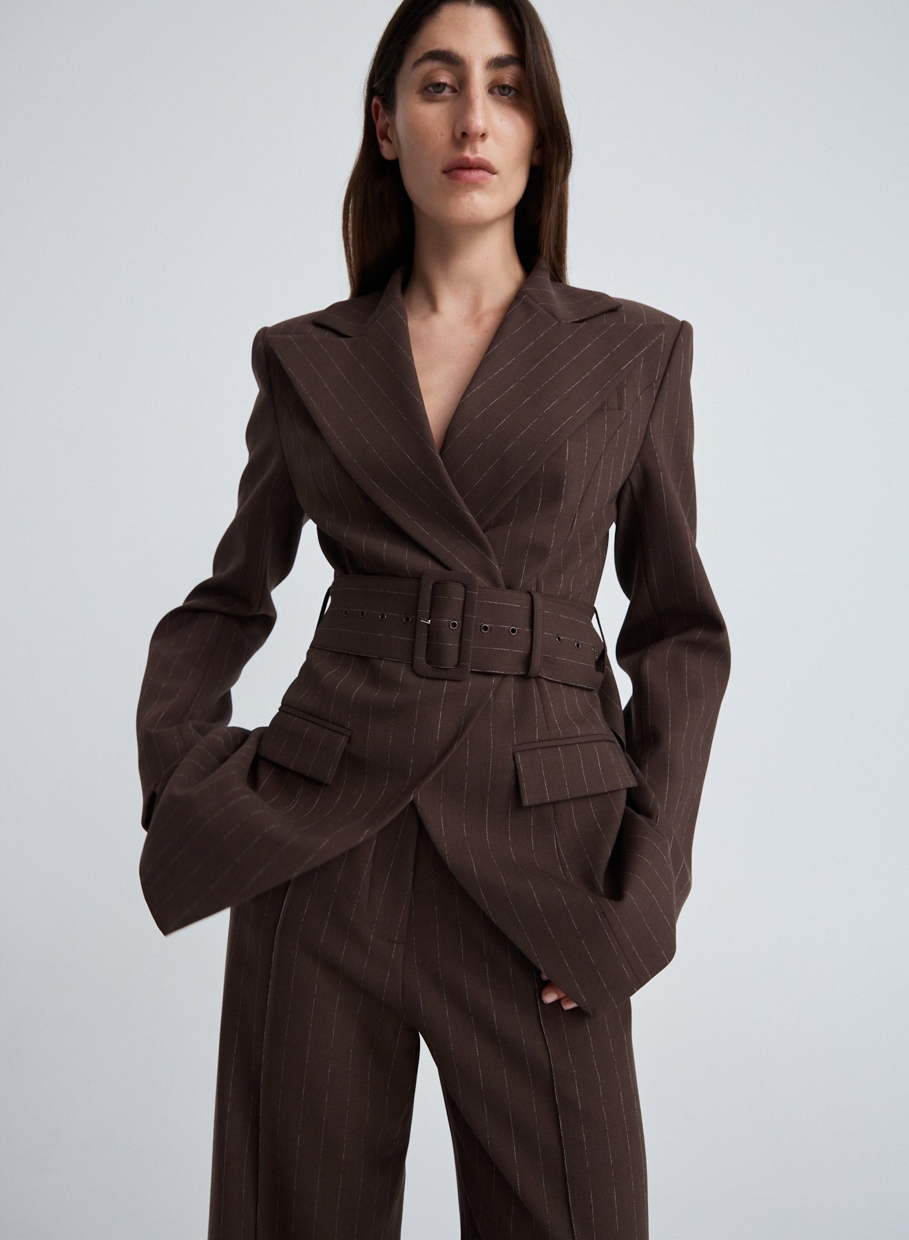 COLIN BLAZER (BROWN CHALK STRIPE)