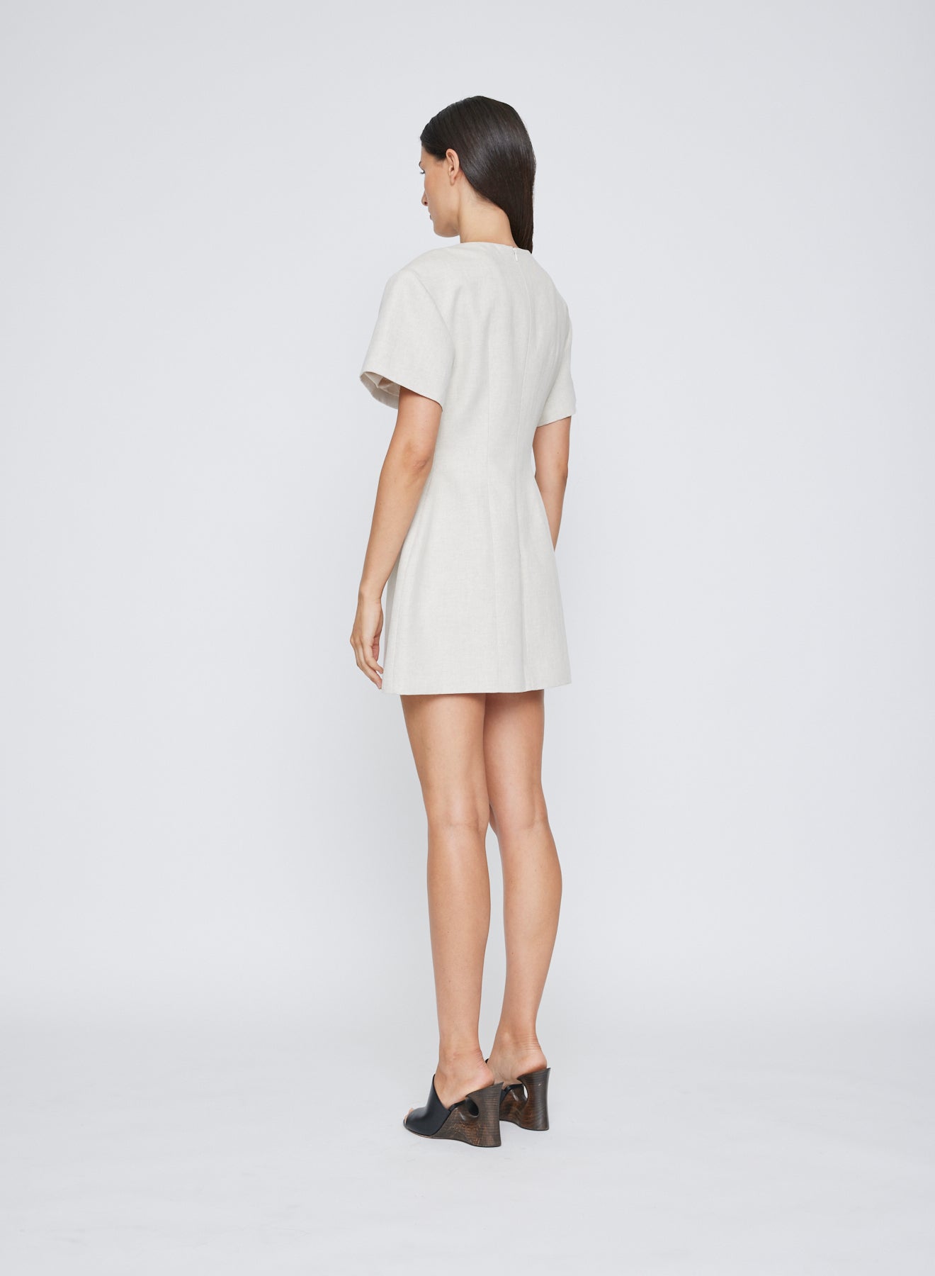 Elevate your every day with ANNA QUAN'S versatile Mini A-Line Dress featuring short sleeves – a perfect addition to your dresses collection. Mini dress, micro mini dress, linen dress, linen mini dress, brunch dress, day dress, every day dress.