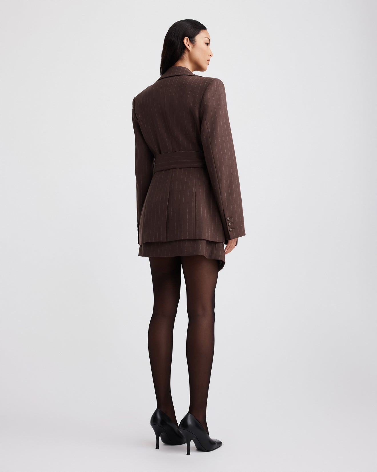 CORA SKIRT (BROWN CHALK STRIPE)
