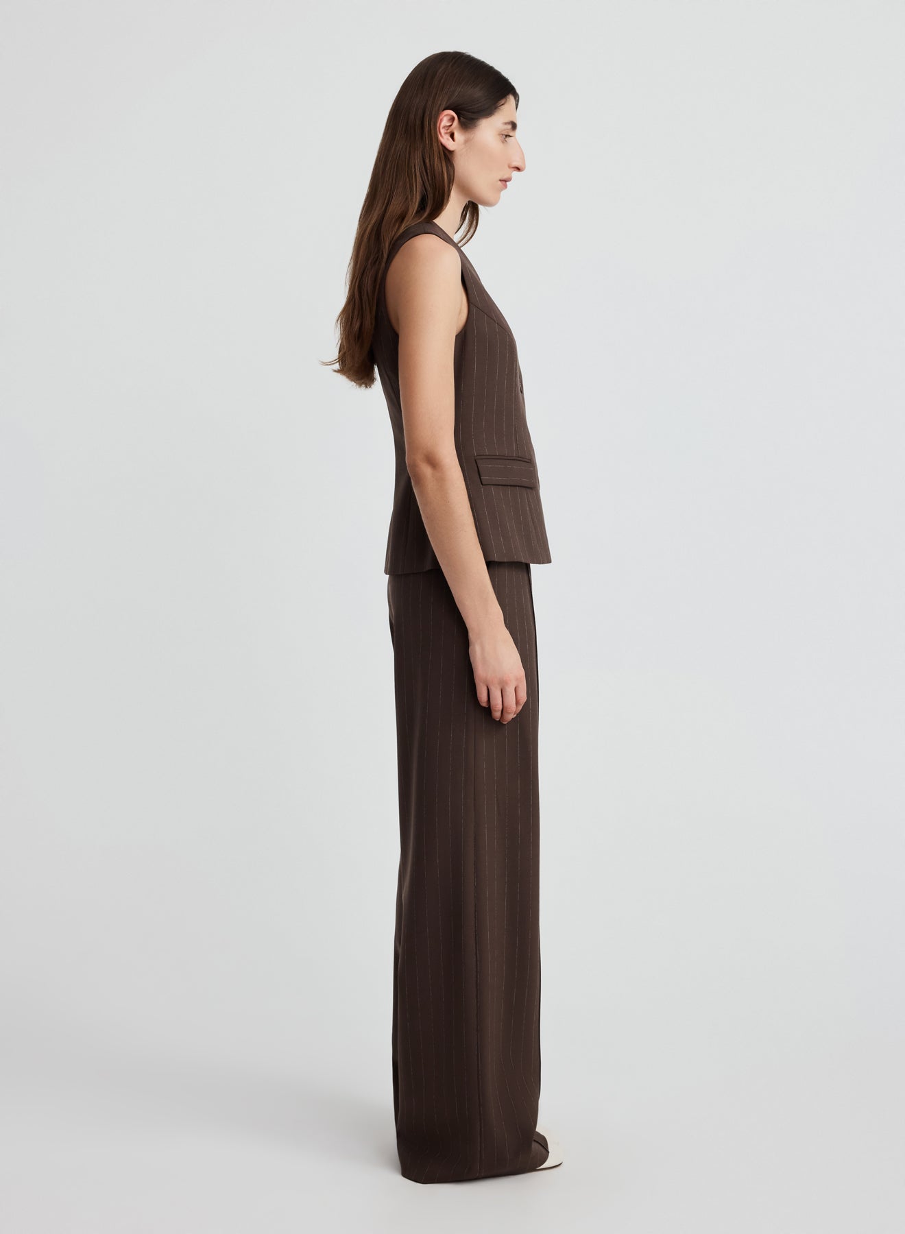 KENDALL TOP (BROWN CHALK STRIPE)