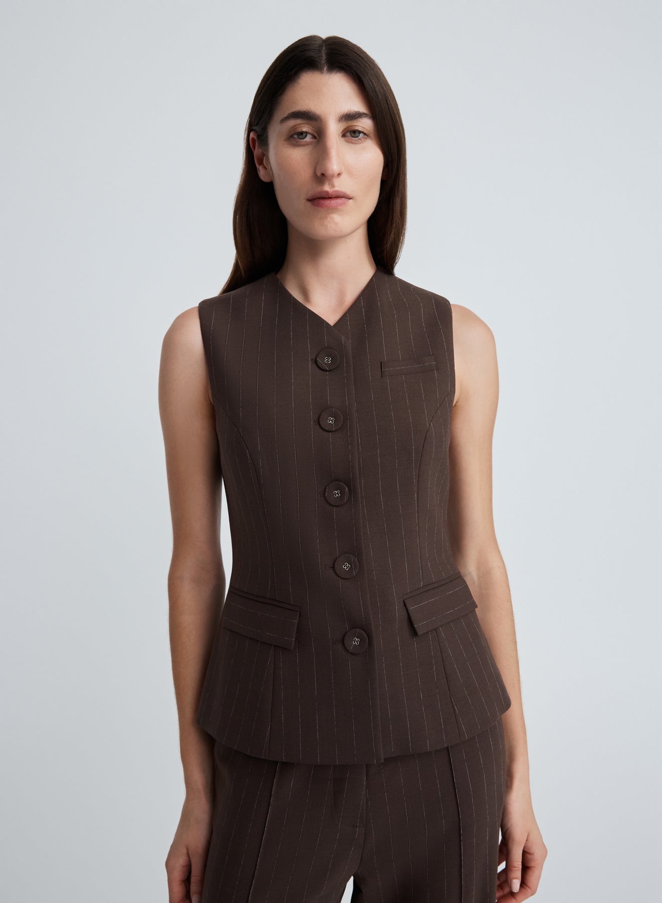 KENDALL TOP (BROWN CHALK STRIPE)