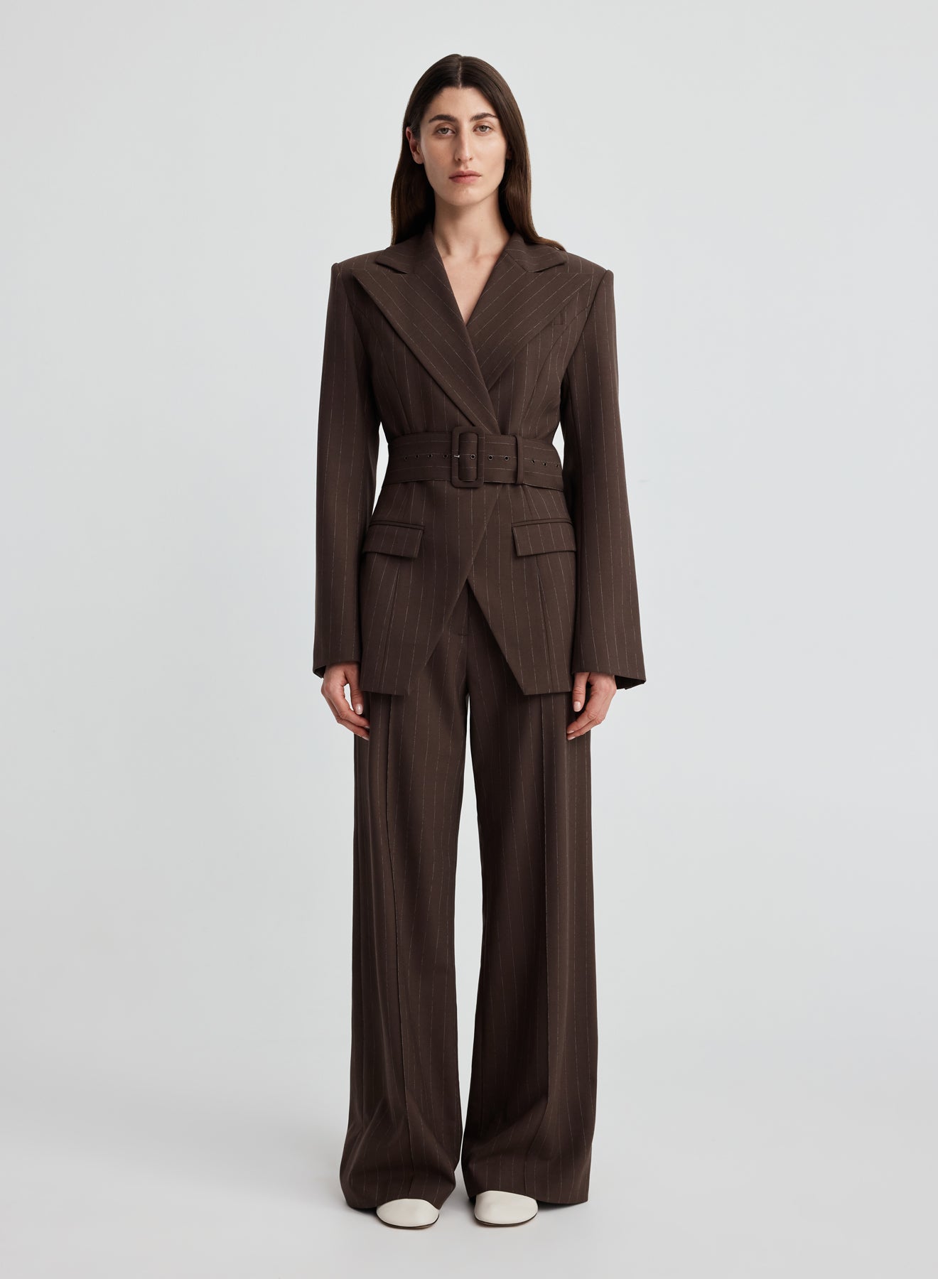COLIN BLAZER (BROWN CHALK STRIPE)