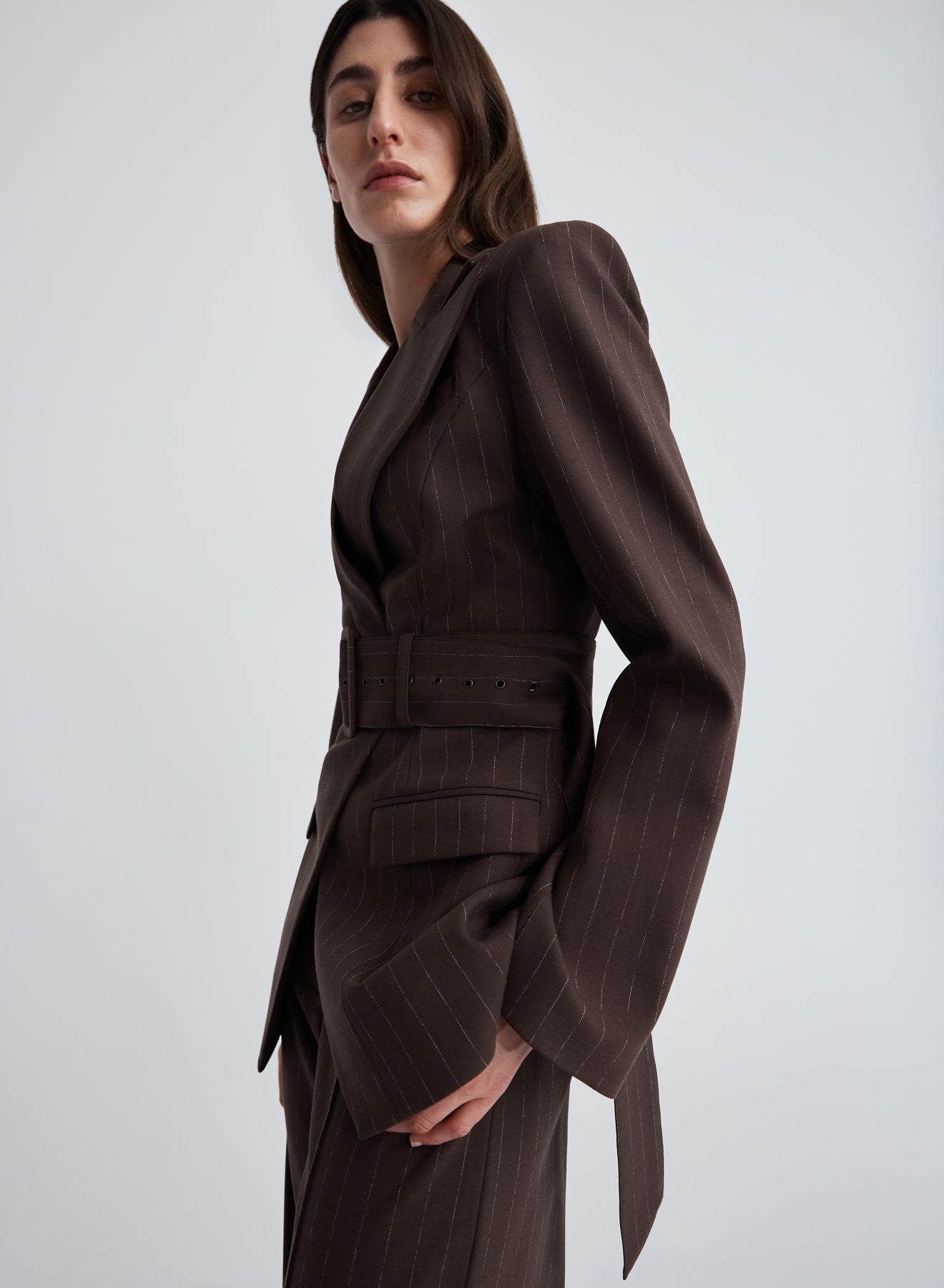 COLIN BLAZER (BROWN CHALK STRIPE)