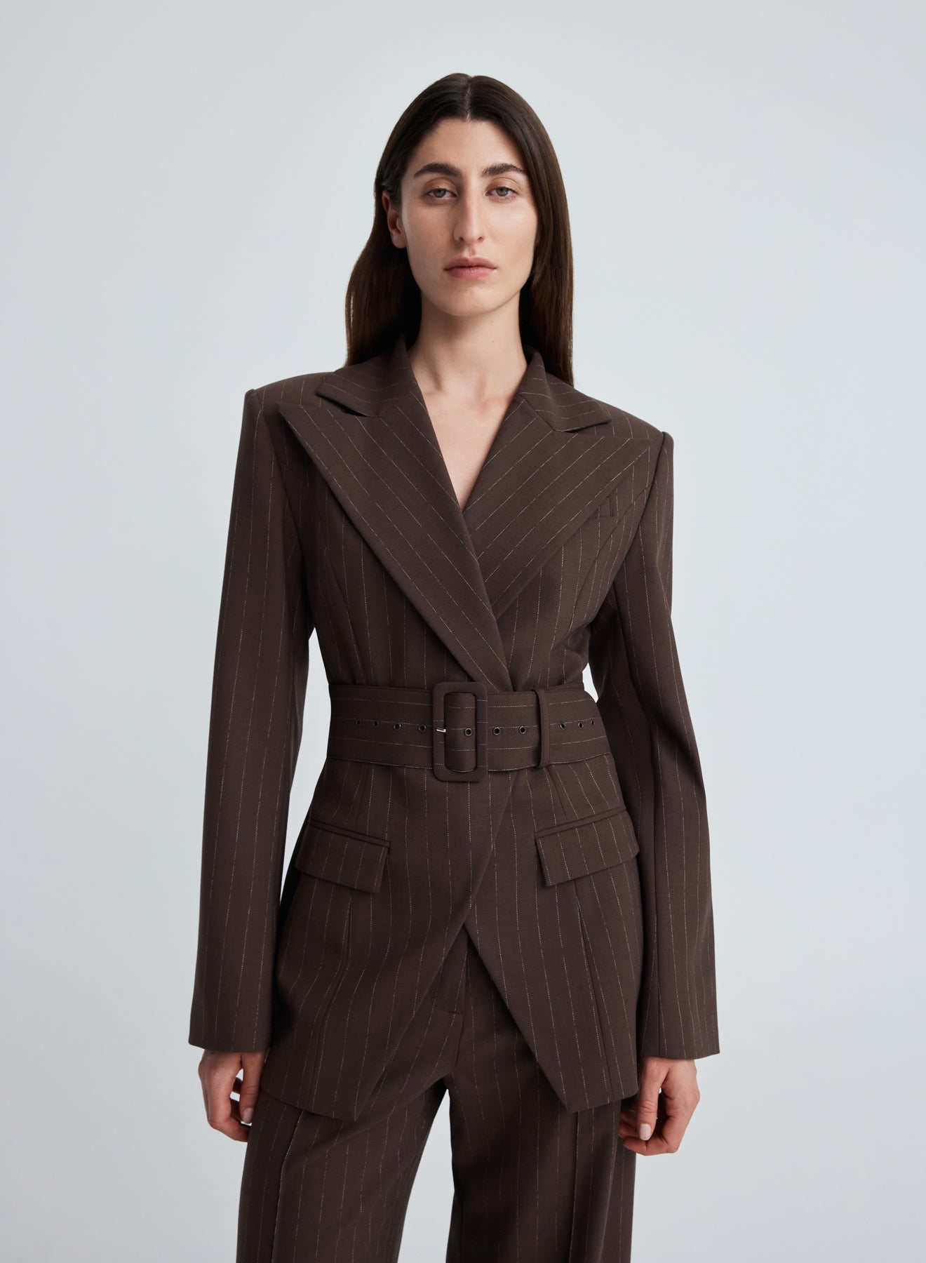 COLIN BLAZER (BROWN CHALK STRIPE)